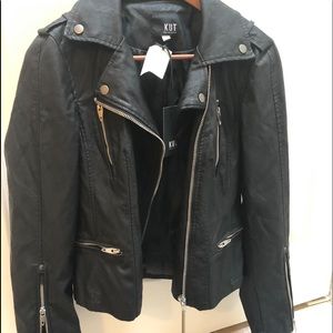 Black leather moto jacket
